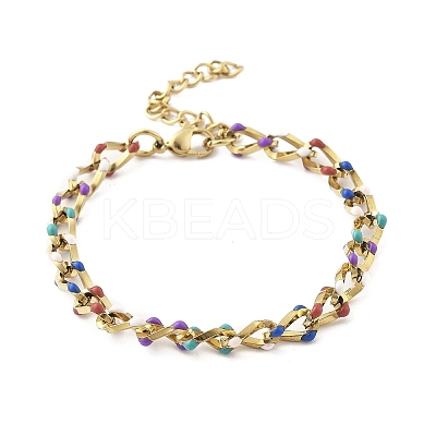 304 Stainless Steel Twisted Curb Chain Bracelets for Women BJEW-F488-10G-1