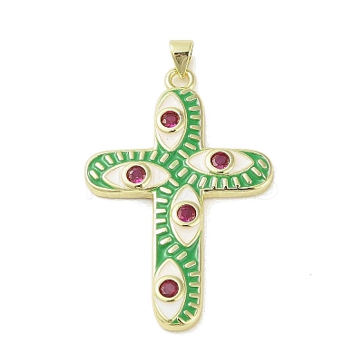 Real 18K Gold Plated Brass Enamel Pendants KK-A209-29G-1