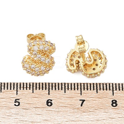 Brass Micro Pave Cubic Zirconia Stud Earrings EJEW-Z091-04G-S-1