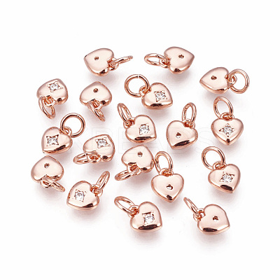 Brass Micro Pave Cubic Zirconia Charms ZIRC-F095-04RG-1