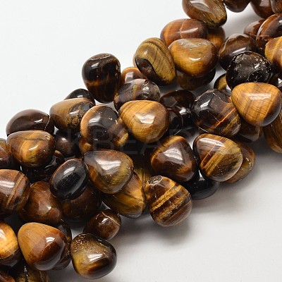 Natural Tiger Eye Teardrop Beads G-P094-03-1