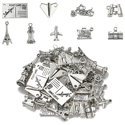 45Pcs 9 Styles Tibetan Style Alloy Pendants FIND-YW0007-19-1