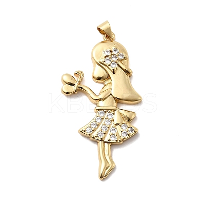 Brass Micro Pave Cubic Zirconia Pendants KK-H519-02A-G-1