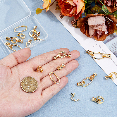 10Pcs 2 Styles Brass Fold Over Clasps KK-HS0001-31-1