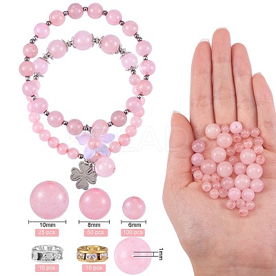 175Pcs Natural Rose Quartz Round Beads for DIY Jewelry Making DIY-SZ0005-98-1