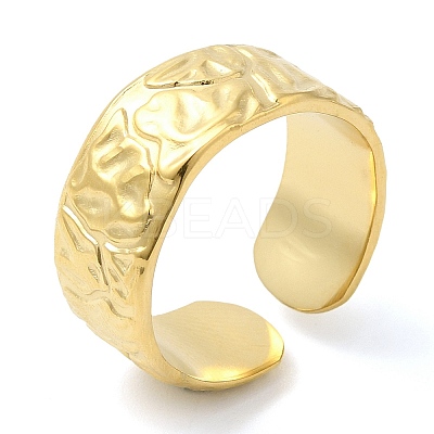 304 Stainless Steel Textured Open Cuff Ring for Women RJEW-I098-26G-1