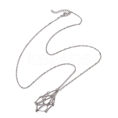 3Pcs 3 Sizes 304 Stainless Steel Singapore Chain Macrame Pouch Pendant Necklace Making SA-CJ982C-P-1