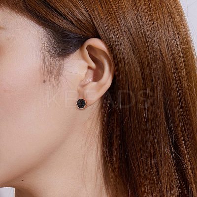 Electroplate Druzy Resin Stud Earrings RESI-SZ0001-22-1