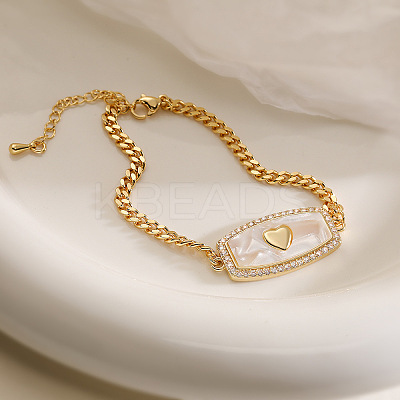 Brass Micro Pave Cubic Zirconia Link Bracelets PW-WG51589-01-1