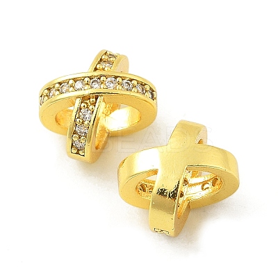 Brass Micro Pave Cubic Zirconia Beads KK-P297-06G-1