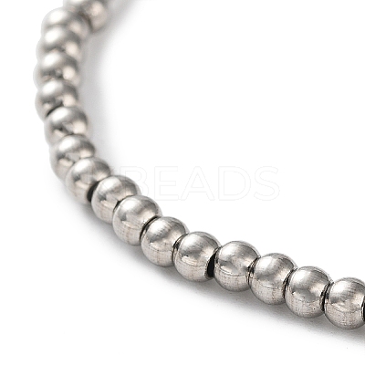 Non-Tarnish 316 Surgical Stainless Steel Round Beaded Stretch Bracelets LS-BJEW-M305-01A-P-1