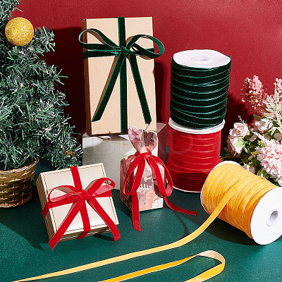 3 Rolls 3 Colors Single Face Velvet Ribbon SRIB-AR0001-09-1