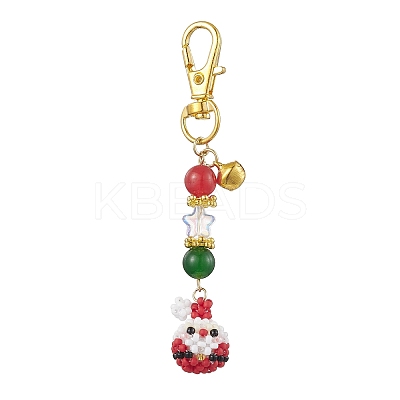 Christmas Santa Claus Handmade Glass Seed Beads Pendant Decorations HJEW-MZ00068-01-1