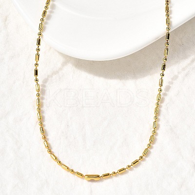 2MM 201 Stainless Steel Column Ball Chain Necklaces NJEW-C097-01G-1
