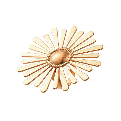 Flower 304 Stainless Steel Cuff Rings RJEW-E437-02G-1