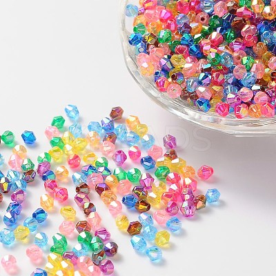 Eco-Friendly Bicone AB Color Plated Transparent Acrylic Beads X-TACR-A003-4mm-M-1