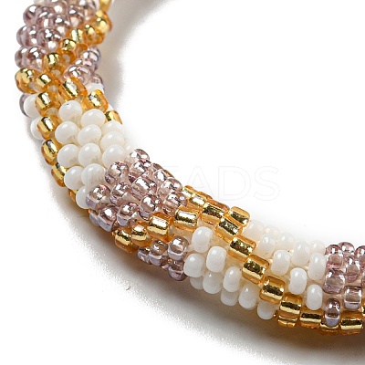 Handmade Braided Glass Seed Beaded Stretch Bracelets for Women BJEW-A012-01B-1