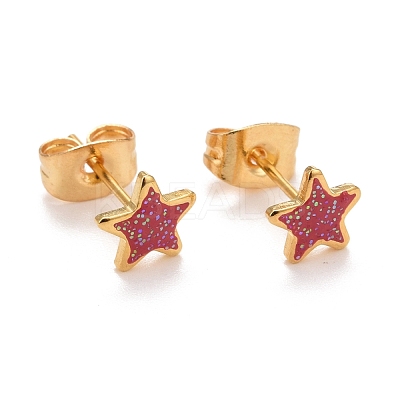 304 Stainless Steel Enamel Stud Earrings EJEW-B009-02G-1