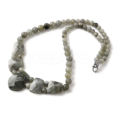 Natural Labradorite Faceted Bib Graduated Beaded Necklaces for Women NJEW-B128-01P-1