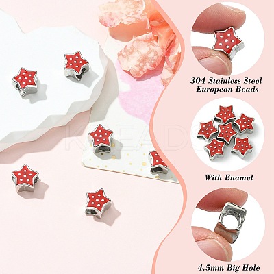 6Pcs 304 Stainless Steel European Beads STAS-CJ0002-59-1