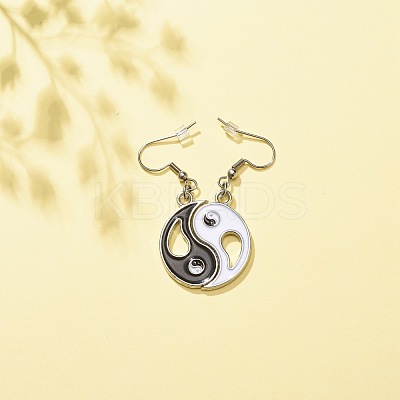 Alloy Enamel Tai Ji Dangle Earrings EJEW-JE04980-1