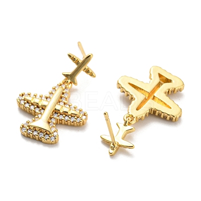 Cubic Zirconia Stud Earrings EJEW-G355-20G-1