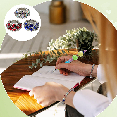 60Pcs 3 Colors Alloy Rhinestone European Beads CPDL-PH0001-11-1