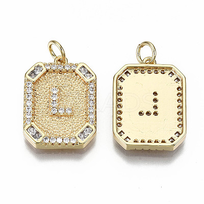 Brass Micro Pave Clear Cubic Zirconia Pendants KK-S356-234L-G-NF-1