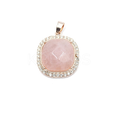 Natural Rose Quartz Faceted Pendants PW-WG81700-05-1