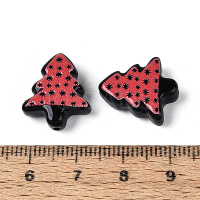 Christmas Printed Opaque Resin Beads RESI-N043-27A-1
