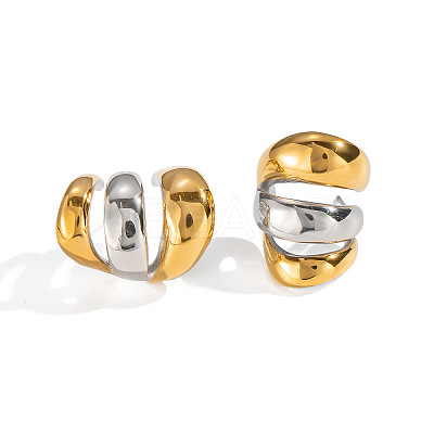 304 Stainless Steel Two Tone Triple Stud Earrings UN2842-1