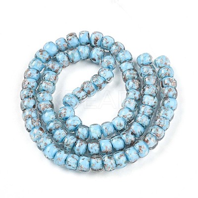 Luminous Handmade Gold Foil Glass Beads Strands FOIL-N029-02A-04-1