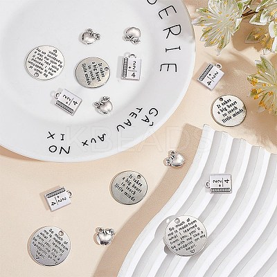 40Pcs 4 Style Tibetan Style Alloy Pendants for Teachers' Day TIBE-SC0001-80-1