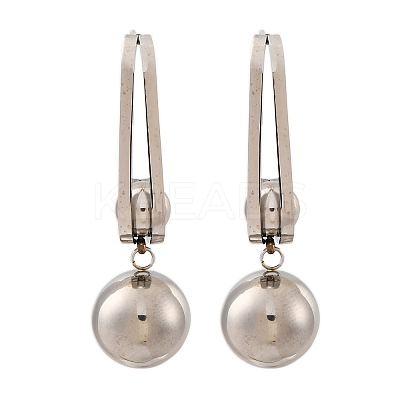 304 Stainless Steel Round Dangle Stud Earrings EJEW-Z098-31P-1