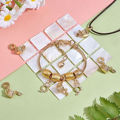 5Pcs Rack Plating Brass Micro Pave Clear Cubic Zirconia European Dangle Charms KK-SZ0002-37-1
