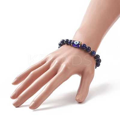 5Pcs 5 Style Natural & Synthetic Mixed Gemstone & Lampwork Evil Eye Beaded Stretch Bracelets Set for Women BJEW-TA00234-1