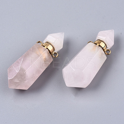 Faceted Natural Rose Quartz Pendants G-T131-15H-1