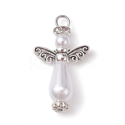 Tibetan Style 10Pcs Acrylic Imitation Pearl with Alloy Pendants PALLOY-JF02477-10A-1