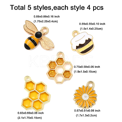 20Pcs 5 Styles Alloy Enamel Pendants ENAM-FP0002-57-1