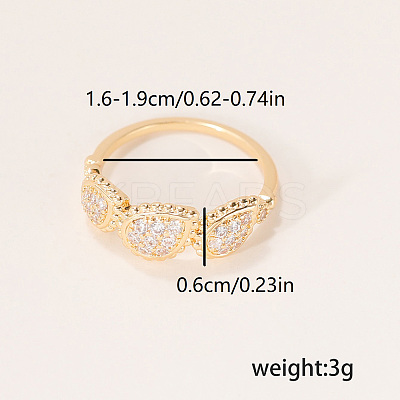 Brass Micro Pave Cubic Zirconia Finger Rings for Women PY9087-1-1