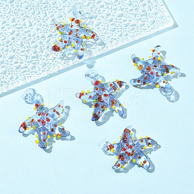 5Pcs Handmade Lampwork Pendants LAMP-YW0001-67B-1