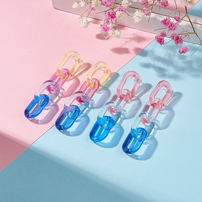 2Pair 2 Color Candy Color Acrylic Cable Chain Tassel Dangle Stud Earrings for Women EJEW-JE04769-1