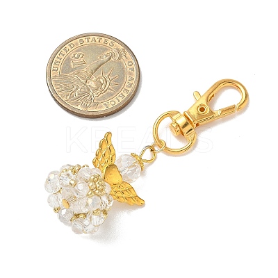 Angel Glass & Alloy Pendant Decorations HJEW-MZ00360-06-1