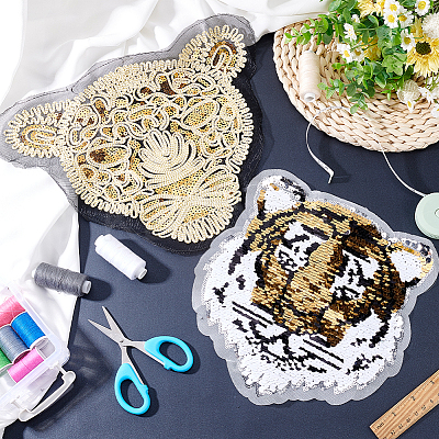 2Pcs 2 Style  Computerized Embroidery Cloth Sew on Patches DIY-FG0003-60-1
