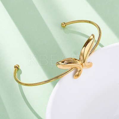 304 Stainless Steel Cuff Bangles for Women BJEW-F491-01G-01-1