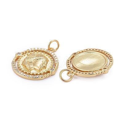 Brass Micro Pave Clear Cubic Zirconia Pendants ZIRC-Z011-12G-1
