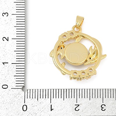 Brass Micro Pave Clear Cubic Zirconia with Glass Pendants KK-G524-01G-05-1