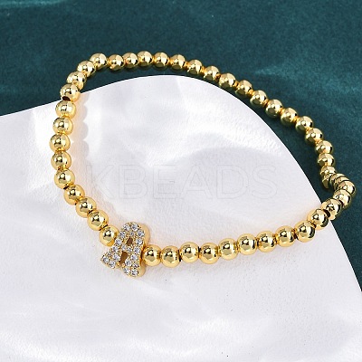 Brass Round Beads Stretch Bracelets BJEW-A034-05G-1