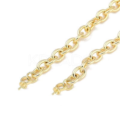Brass M Pendant Cable Chain Necklace Making KK-U020-01G-1