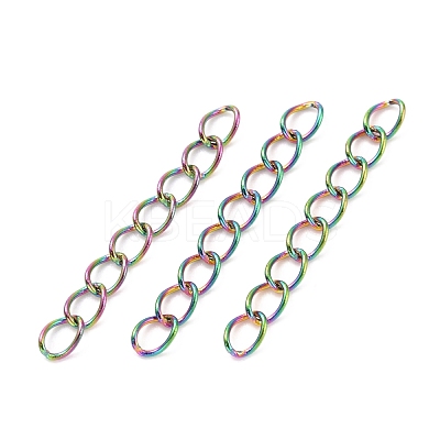 Ion Plating(IP) 304 Stainless Steel Curb Chains Extender STAS-WH0032-02B-M-1